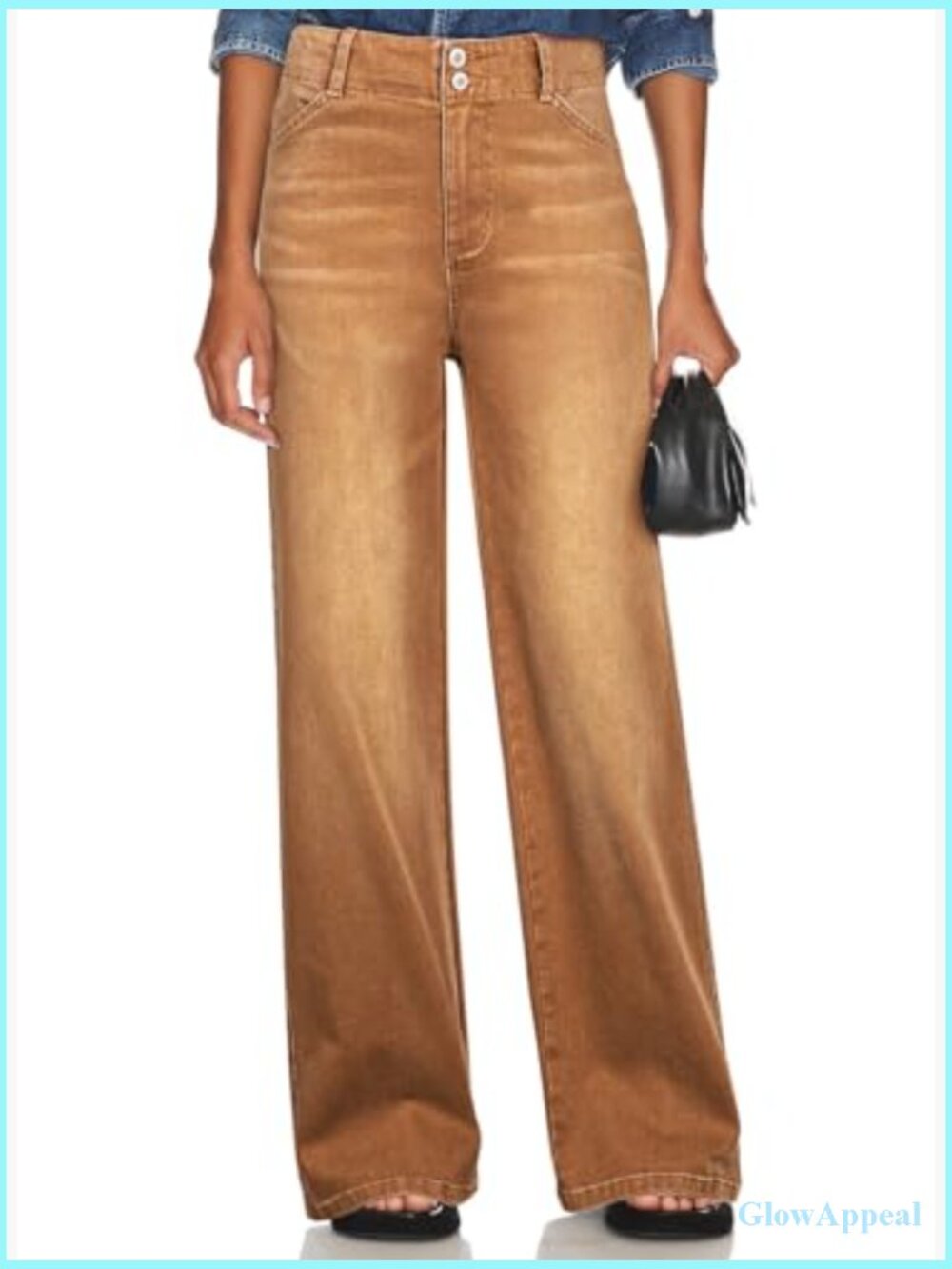 High Waisted Wide Leg Jeans Stretchy Tummy Control Denim Pants - Picture 3 of 6
